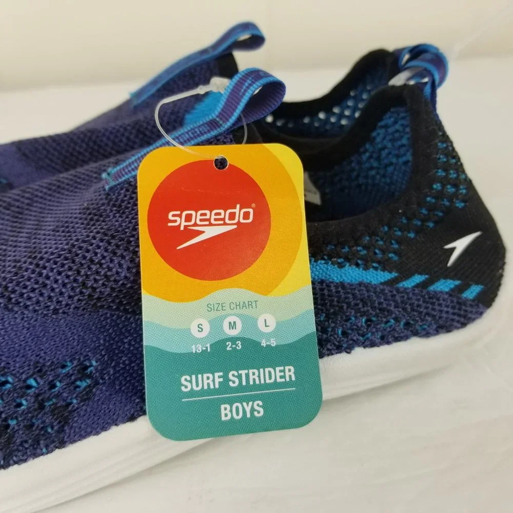 NWT Speedo Surf Strider Boys Sz 4/5 Water Shoes Boys Swim Blue‎ NEW Slip on